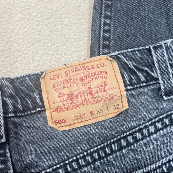 Levi's 560 Jeans 38x32 Mens Loose Fit Straight Leg Black 36x28 Actual Vtg USA - Picture 7 of 7